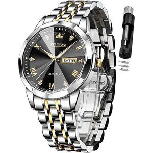Men Diamond  Analog Stainless Steel Waterproof Luminous Luxury Wrist Watch